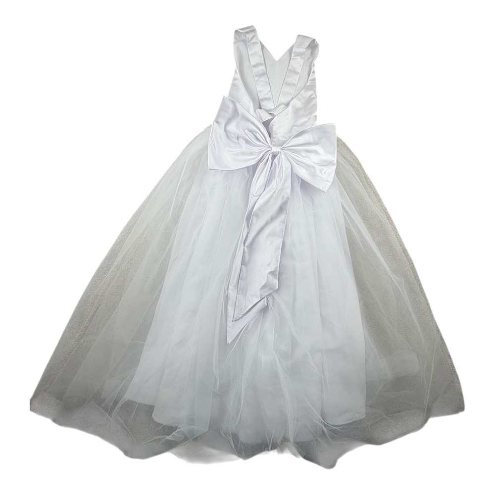 Unbranded Girls White Tulle Dress Size 12 Flower‎ Girl Special Occasion - Picture 2 of 8